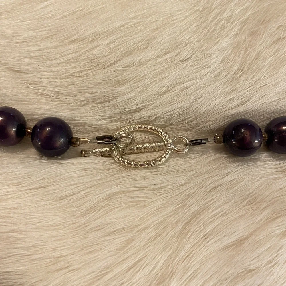 Retro Metallic Purple Necklace Painted Black Beads Y2K Disco Fairy Boho 4785